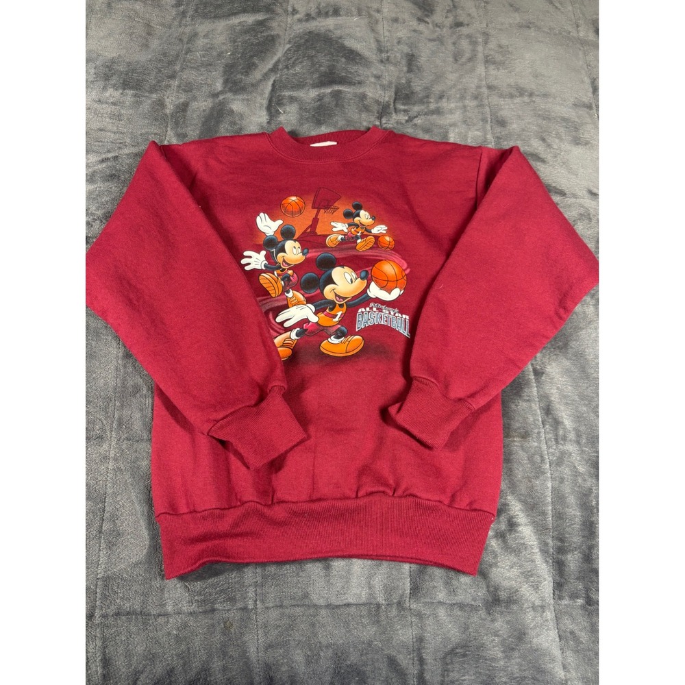 Vintage Disney Catalog Mickey Mouse‎ Basketball Sweatshirt Burgundy Mens Medium